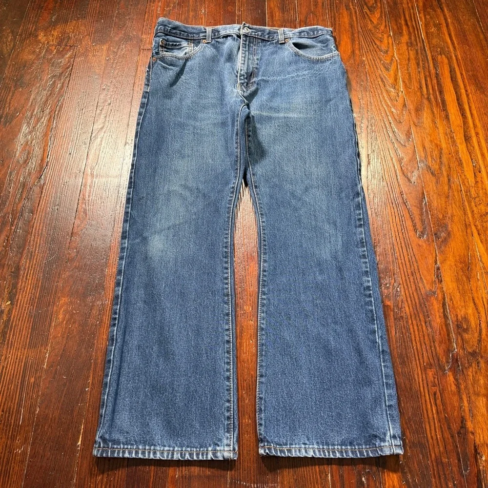 Levis 517 Jeans‎ Mens 38x30 Blue Dark Wash Bootcut Fade Whiskers Cowboy Western